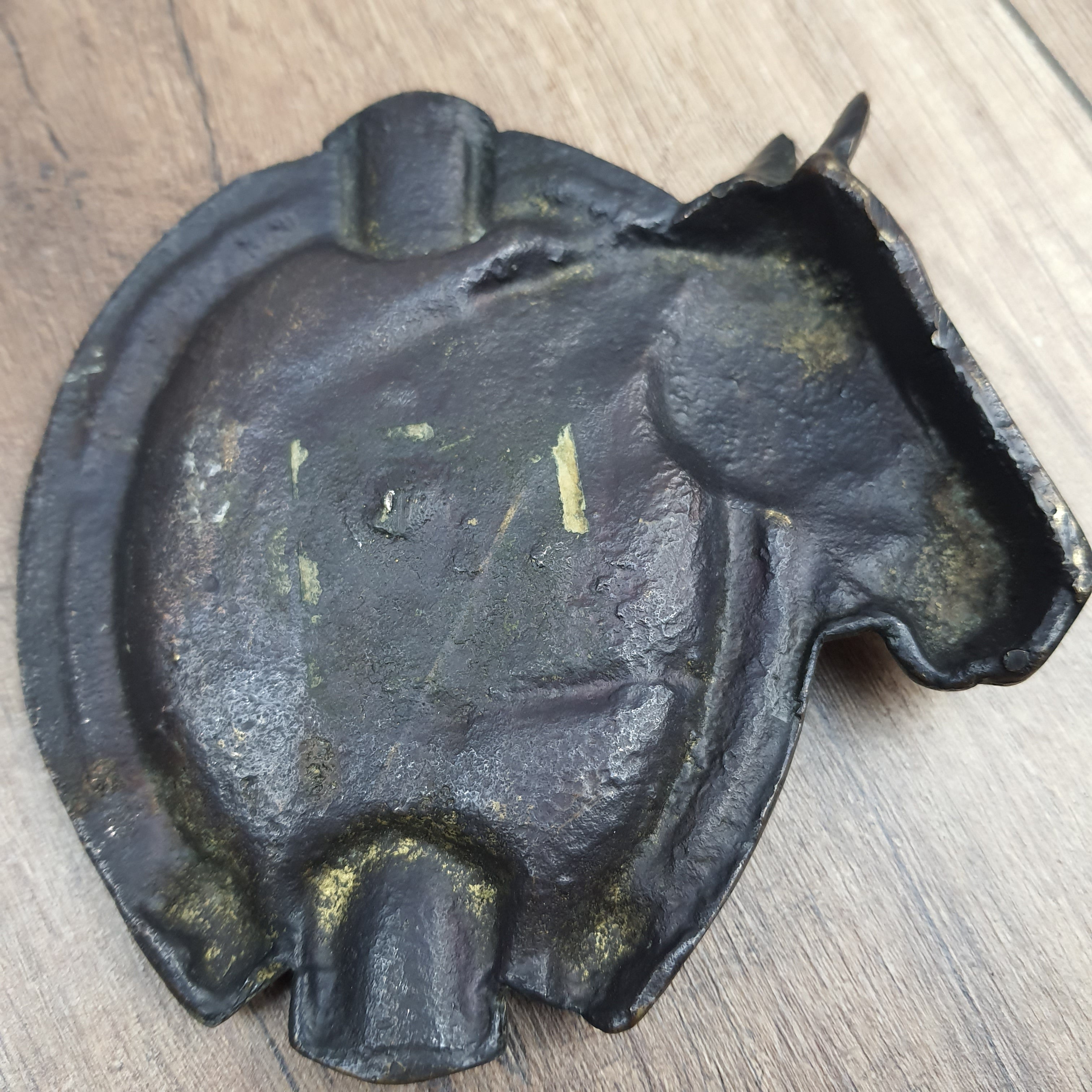 Vintage Patinated Cast Bronze Horse Head Ashtray