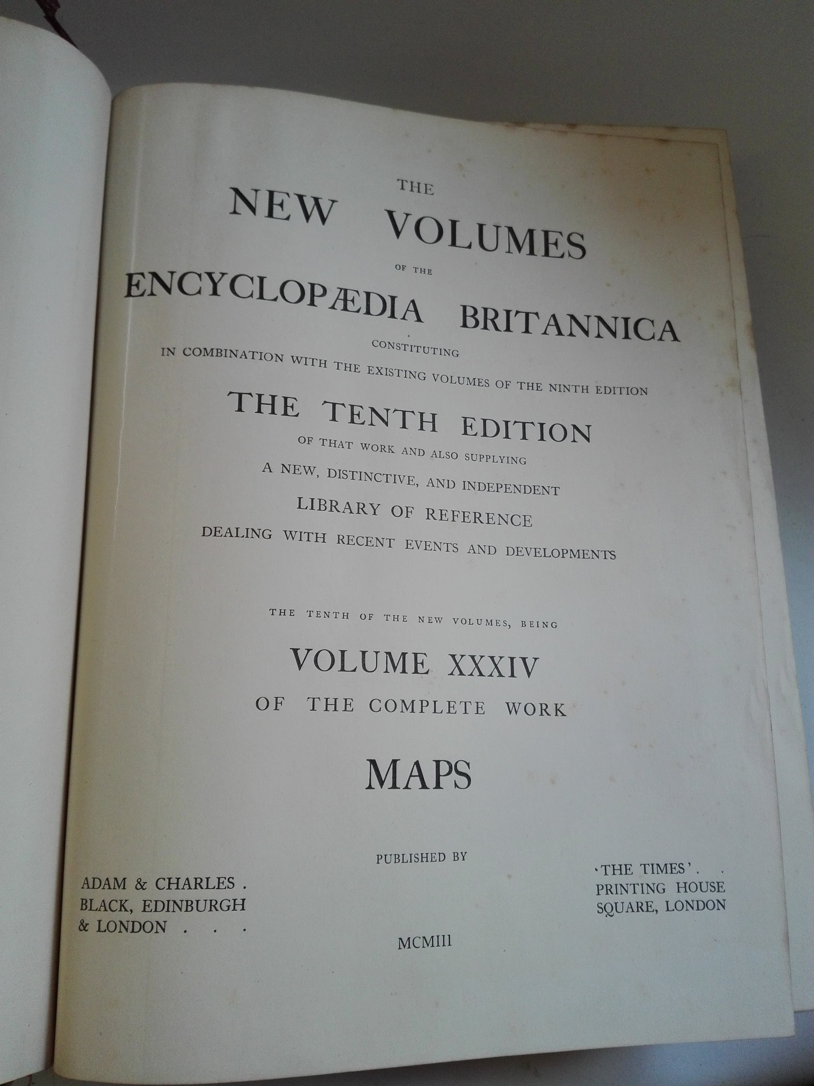 Atlas; Encyclopaedia Britannica - Volume 34: Maps - 1903