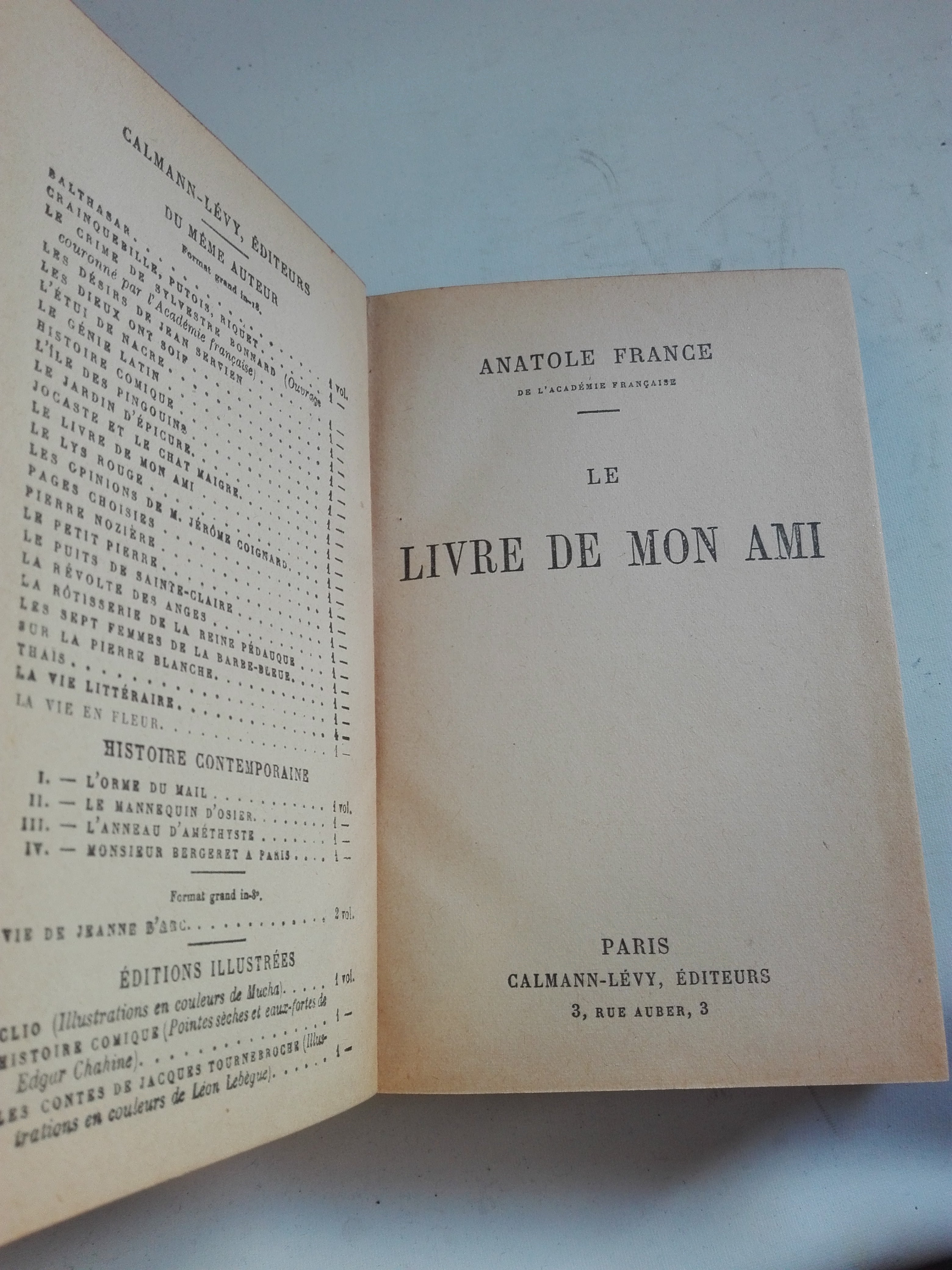 A. France Le Livre De Mon Ami