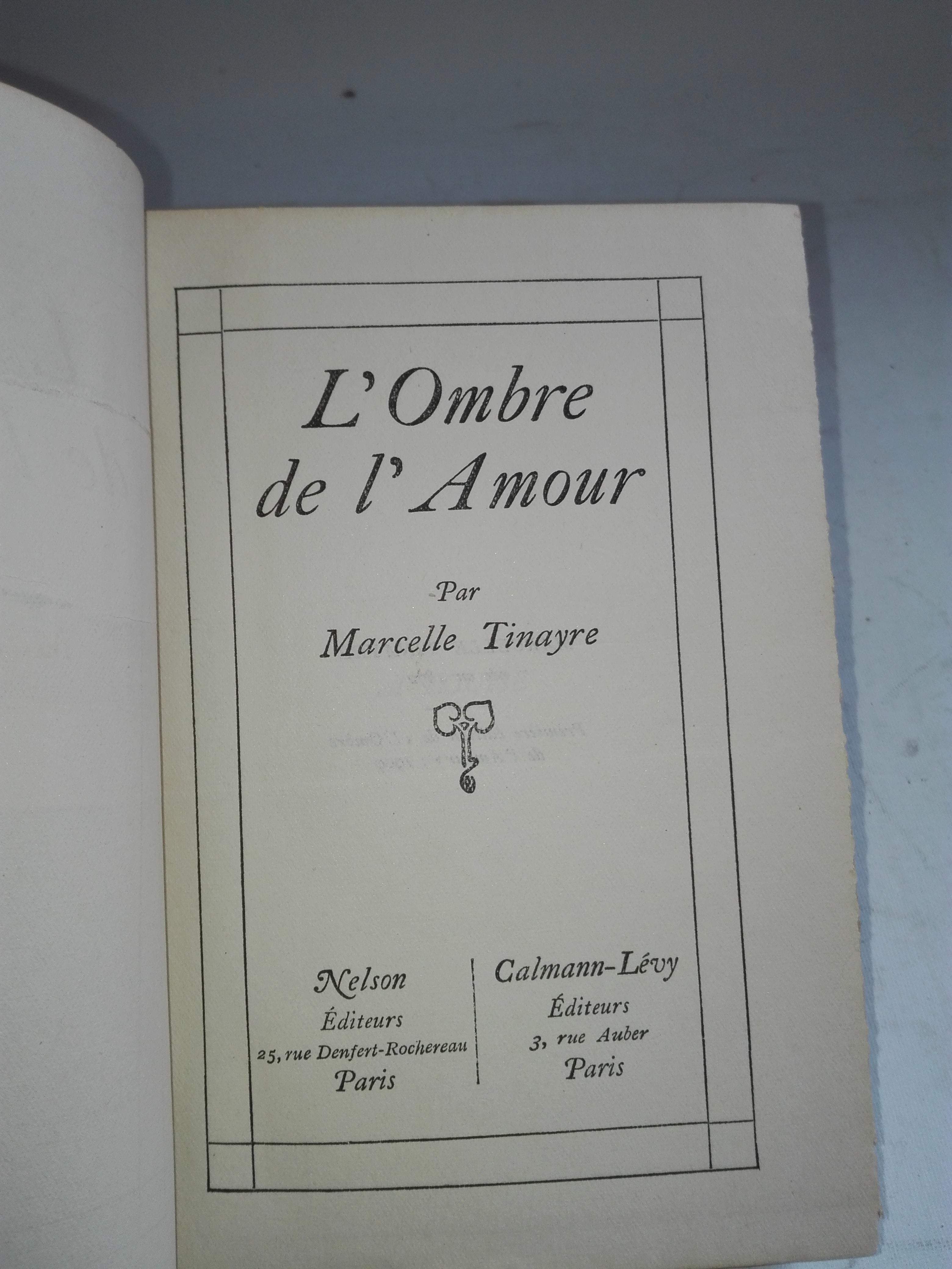 Kniha Marcelle Tinayre - L´Ombre de l´Amour